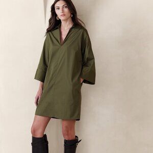 Banana Republic Cruz Poplin Mini Dress In Olive Green Size S NWT
